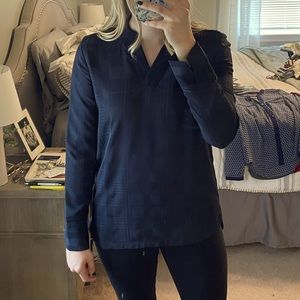 Banana Republic Navy Plaid Blouse